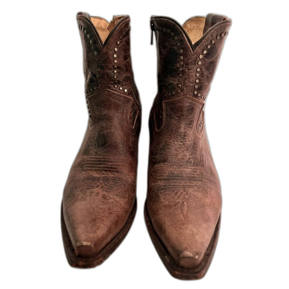 Sonora Double H Women's Boots Brown Western Leather Ankle Boots Size 9 - Picture 2 of 7